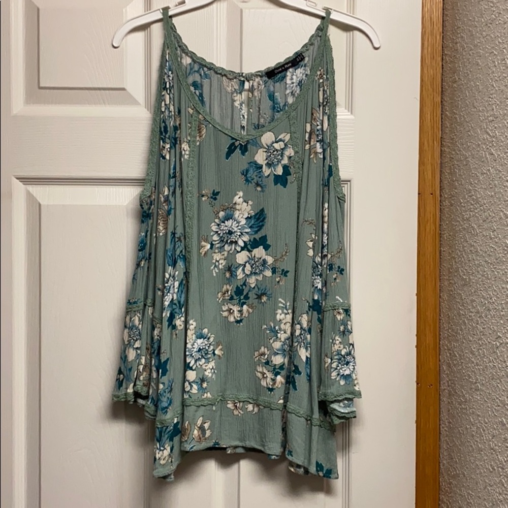 Flowy cold shoulder blouse